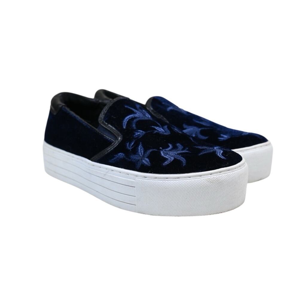 Kenneth Cole Womens 6M Alesy Blue Velvet Platform Sneaker